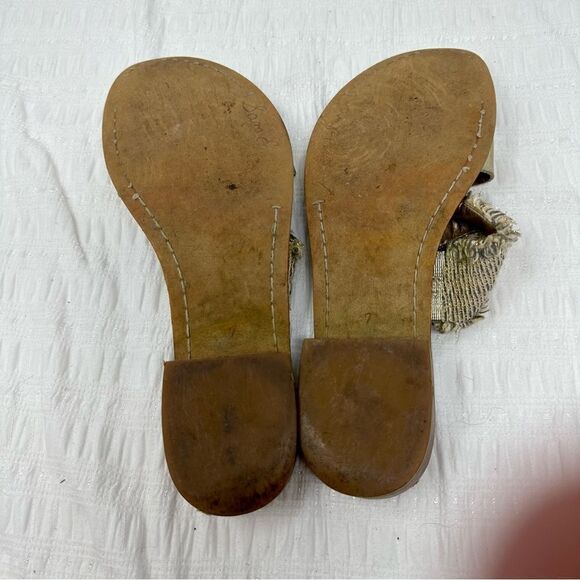 Sam Edelman Jeni Metallic Leather & Fringe Slide Sandals- Size 7 - Picture 7 of 13